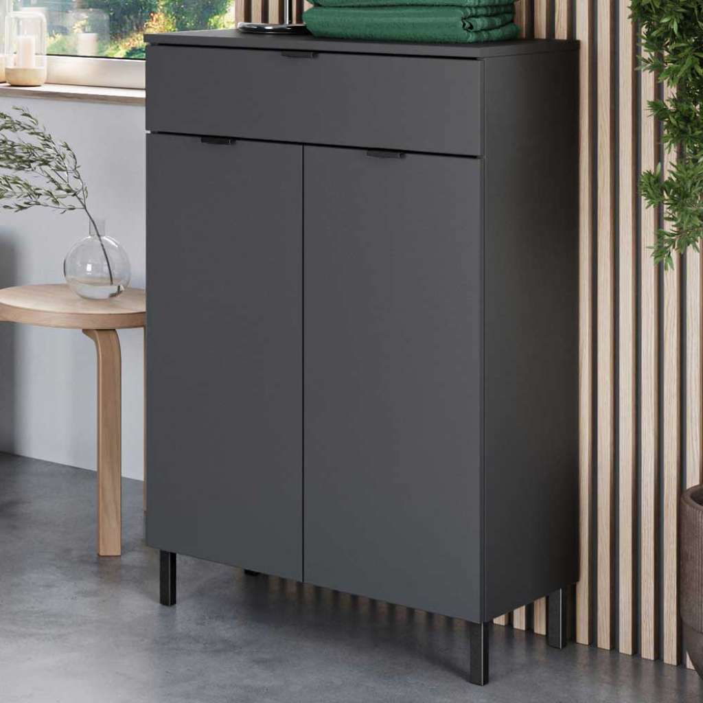 Bad Kommode Made in Germany Dunkelgrau melaminbeschichtet