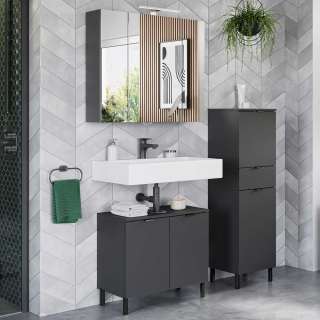 Badezimmermoebel Set in modernem Design Dunkelgrau (dreiteilig)