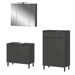 Badezimmermöbel-Set mit Metallgriffen Made in Germany (dreiteilig)