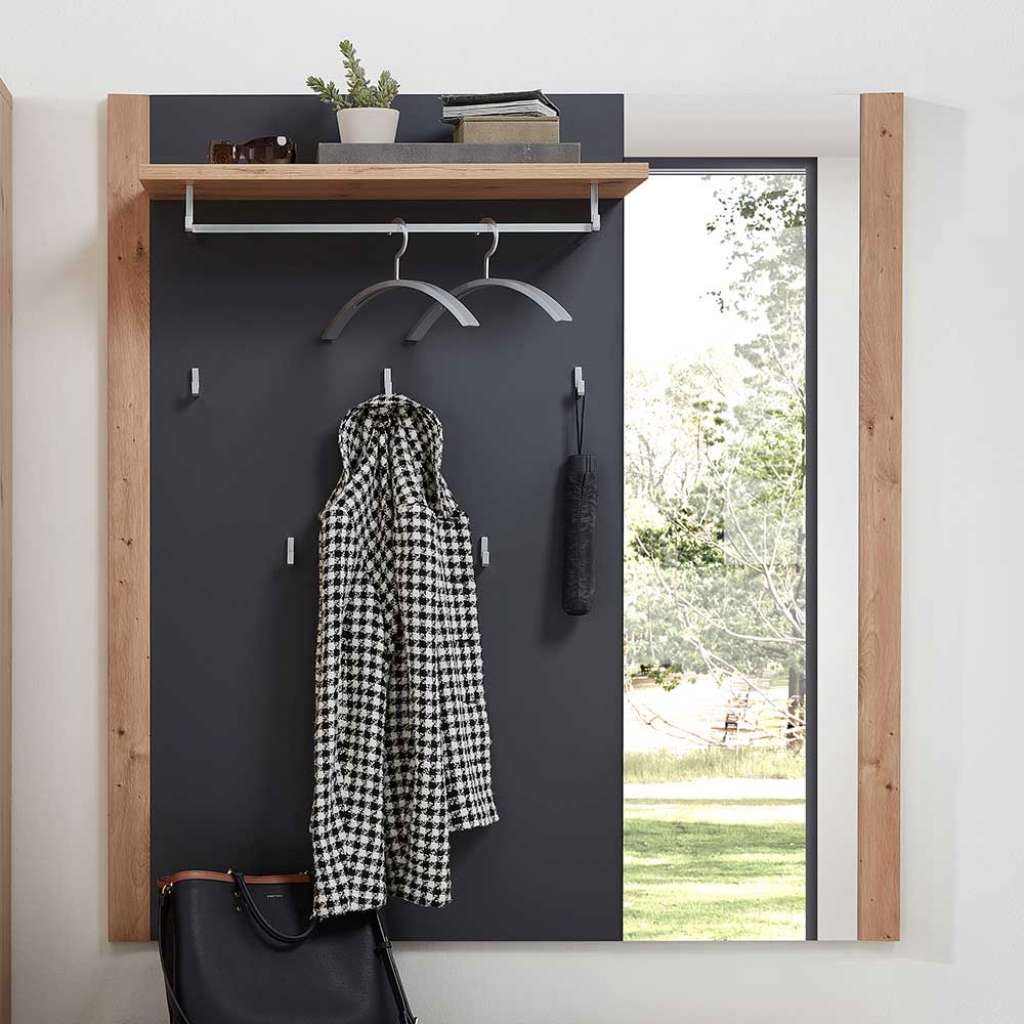 Wandgarderobe in Wildeichefarben Dunkelgrau