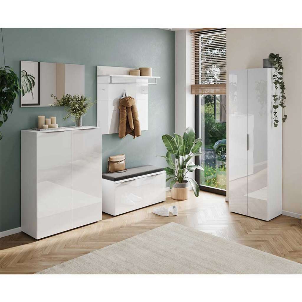 Komplett Garderobe in Weiß modernes Design (fünfteilig)