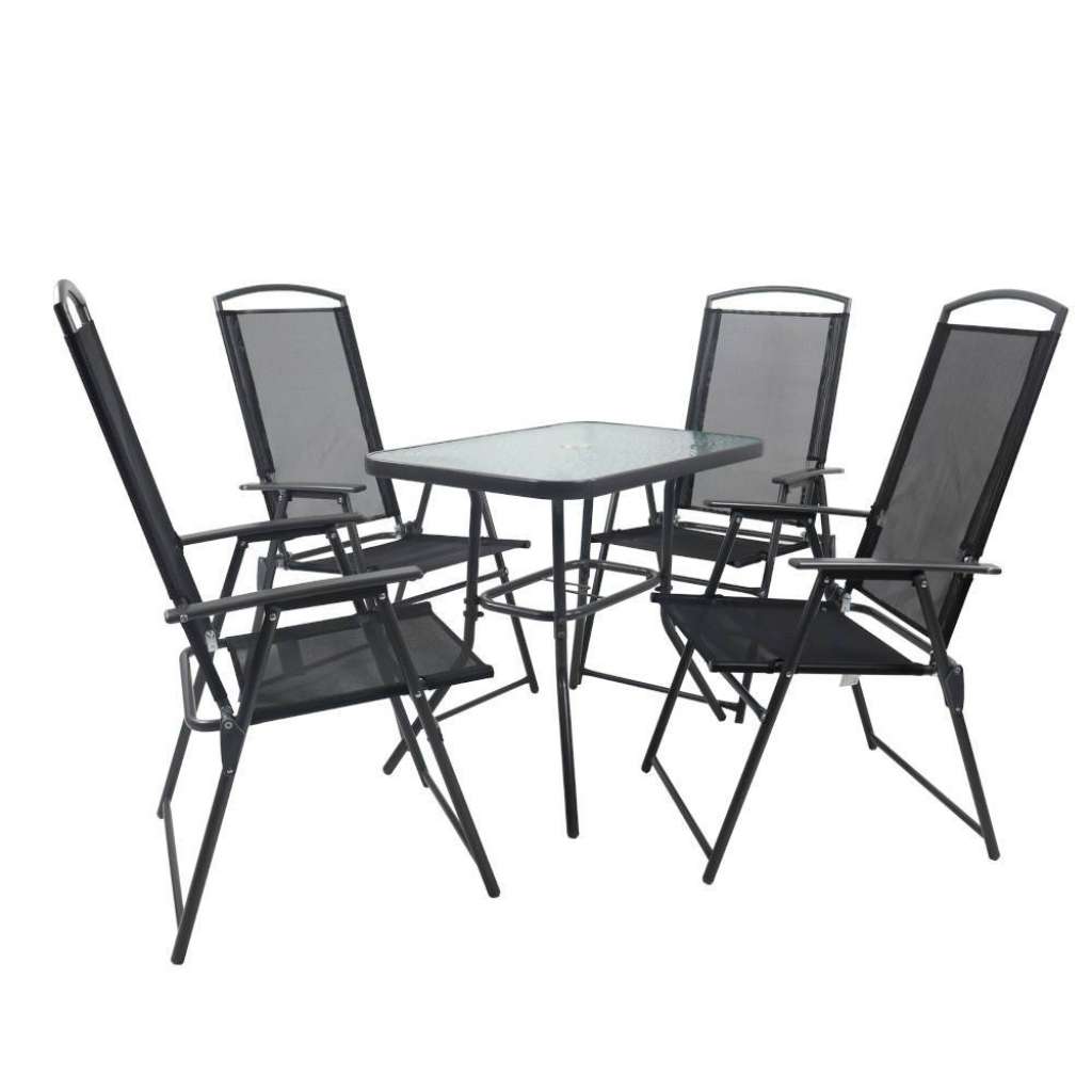 Balkonmöbel Set in Anthrazit mit vier Sitzplätzen (fünfteilig)