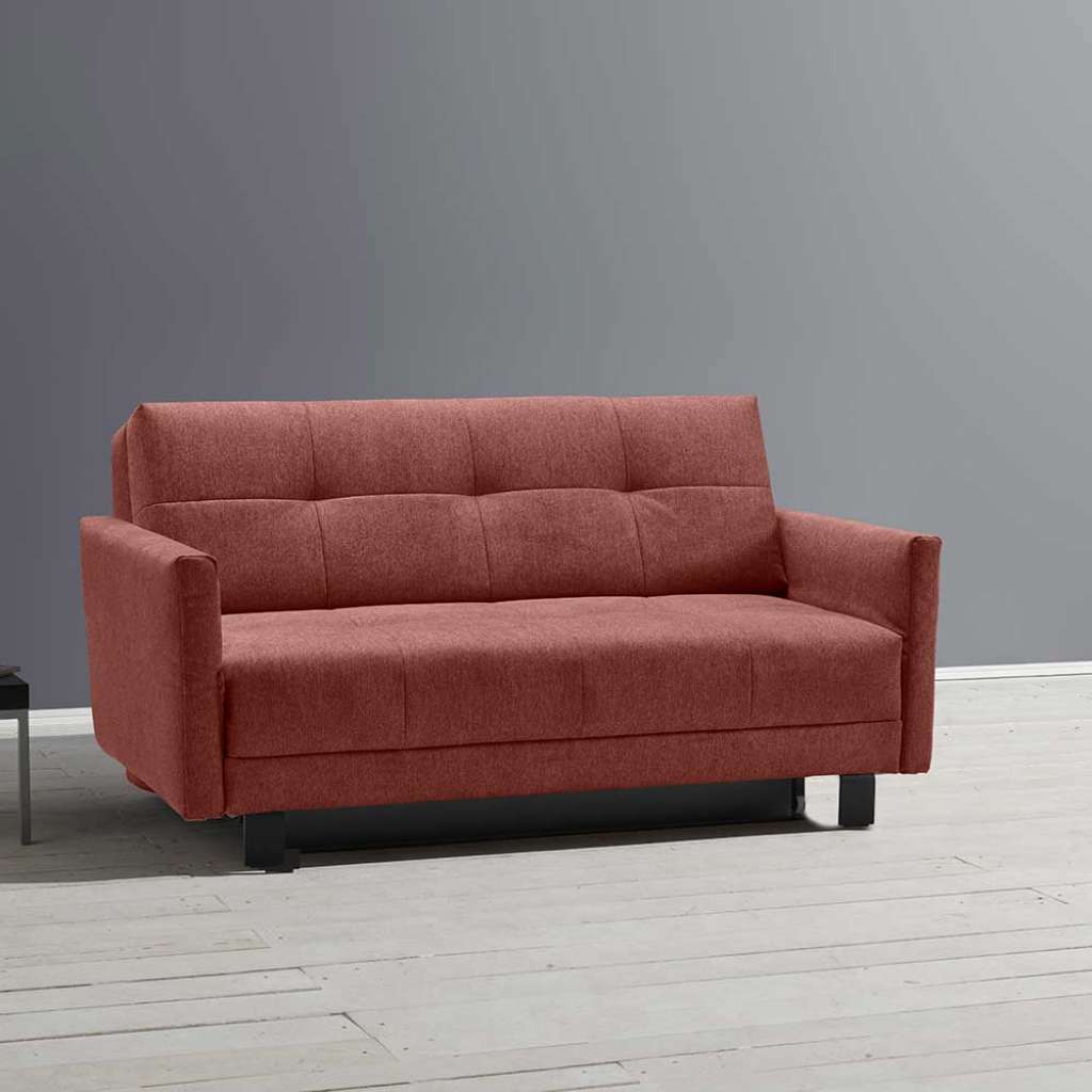 Schlafcouch mit verstellbaren Armlehnen Rücken echt bezogen