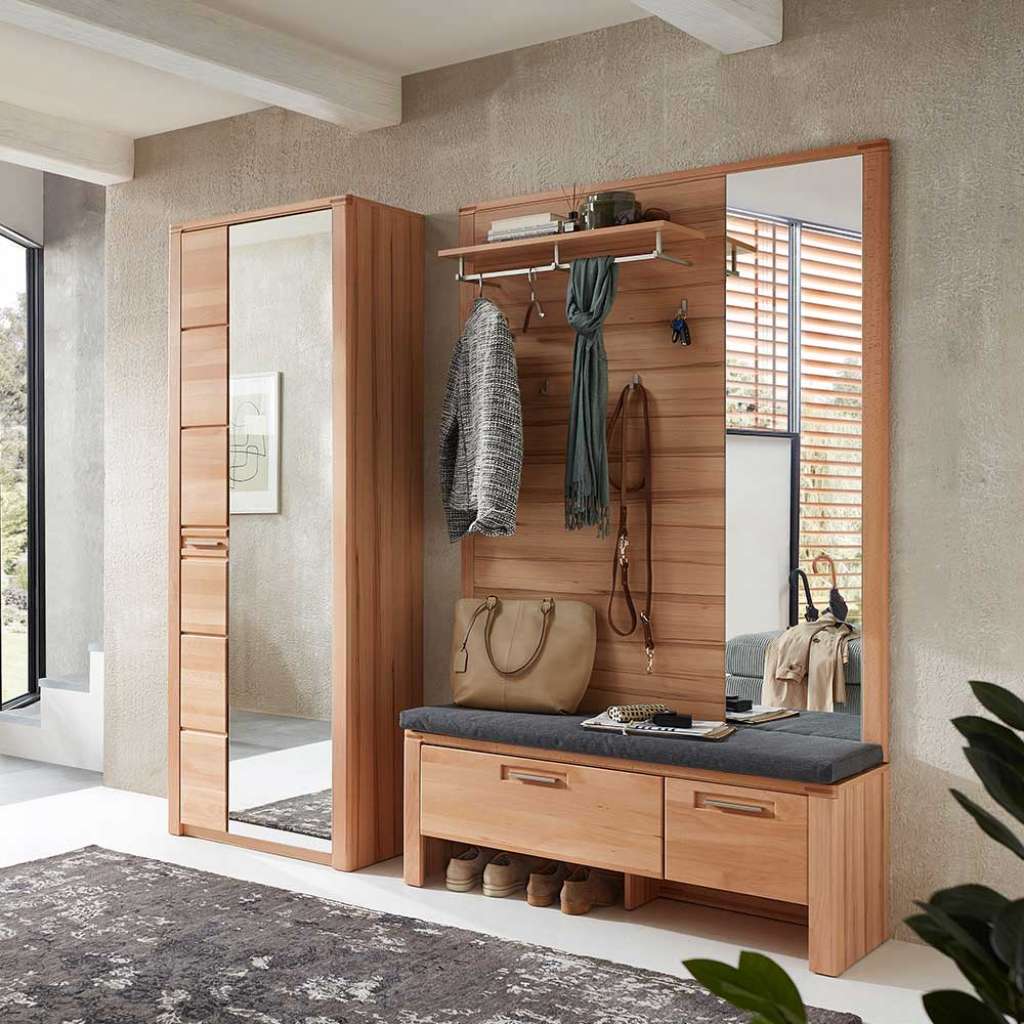 Flurmöbel mit Schuhbank Spiegel (dreiteilig)