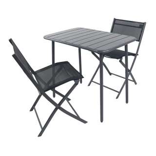 Balkonmöbel Gartenmöbelset Stühle klappbar Metall pulverbeschichtet (dreiteilig)