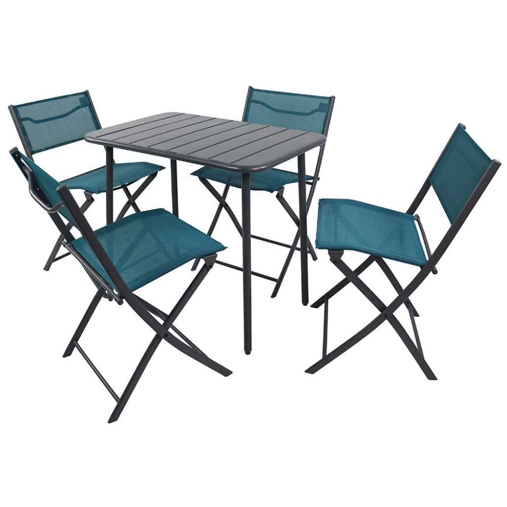 Gartenessgruppe Sitzgarnitur Garten in Türkis und Schwarz (fünfteilig)