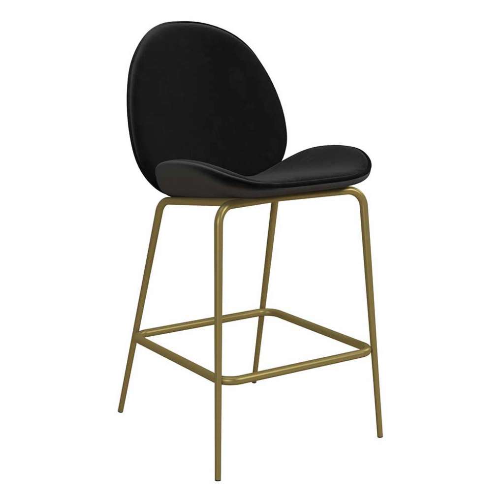 Barhocker in Schwarz Samt und Metall
