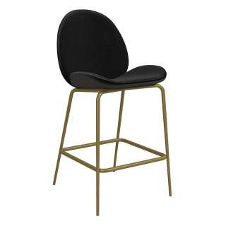 Barhocker in Schwarz Samt und Metall