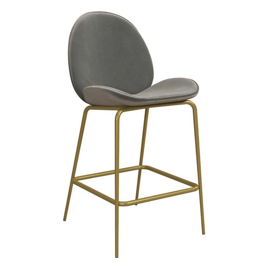 Hocker in Hellgrau Messingfarben