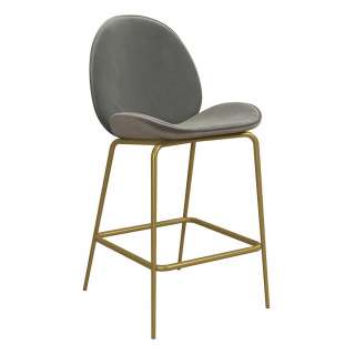 Hocker in Hellgrau Messingfarben