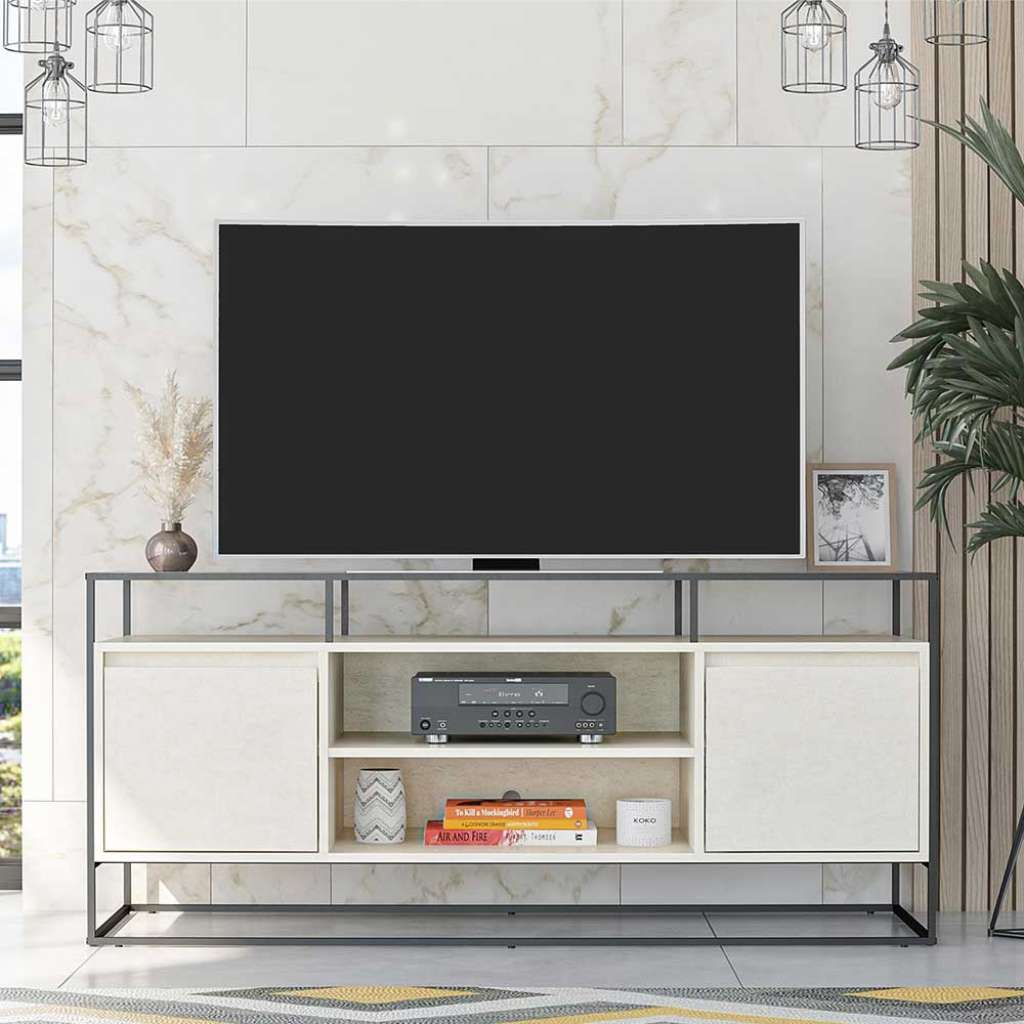 TV Lowboard mit Türen offenen Gerätefächern