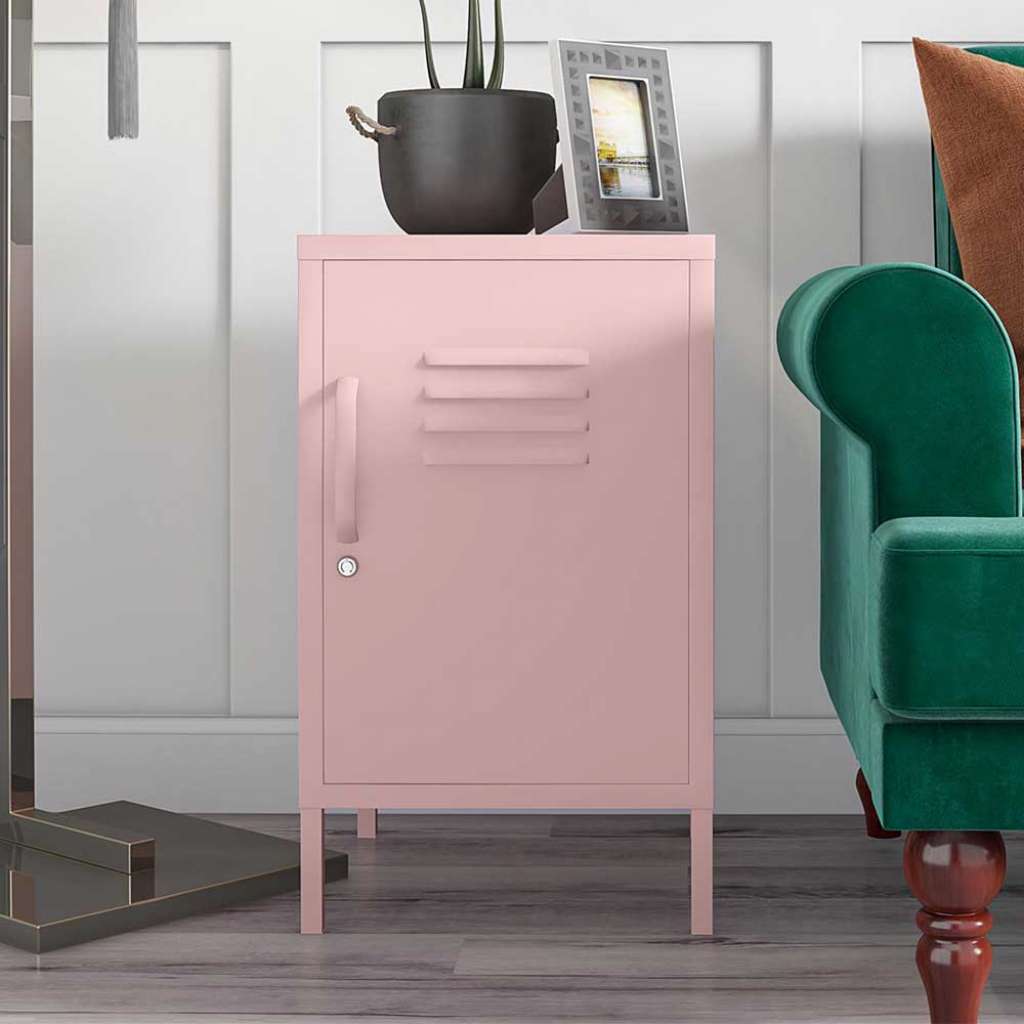 Rosa Beistellschrank mit 1 Tür Metall