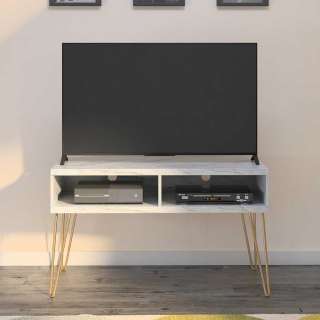 TV Lowboard mit zwei offenen Gerätefachern Kabeldurchlässen