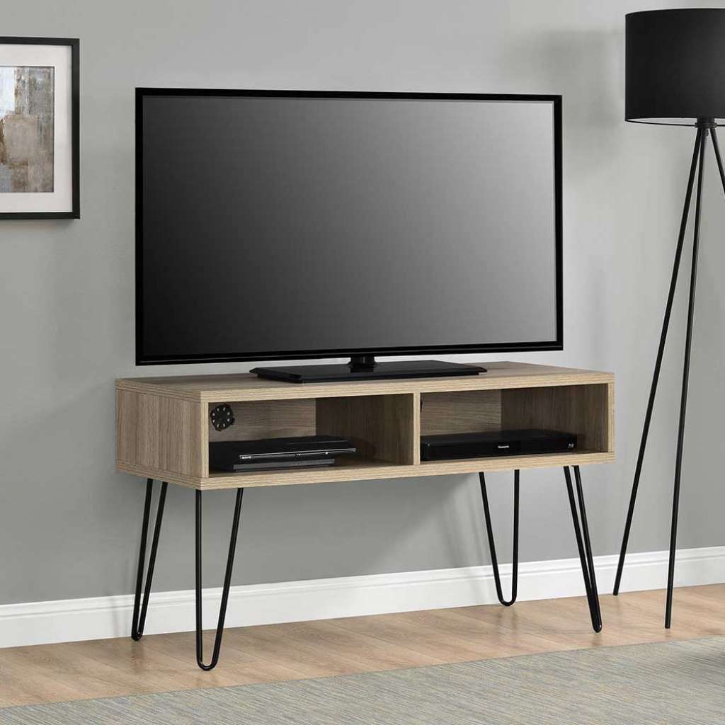 TV Lowboard mit Hairpin Legs Kabeldurchlässen