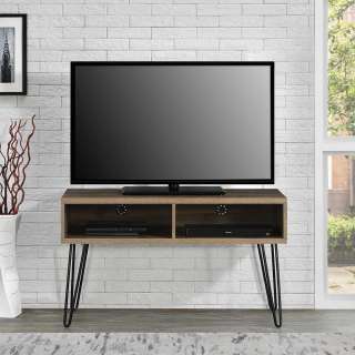 TV Lowboard mit Metall Hairpin Gestell Walnussfarben
