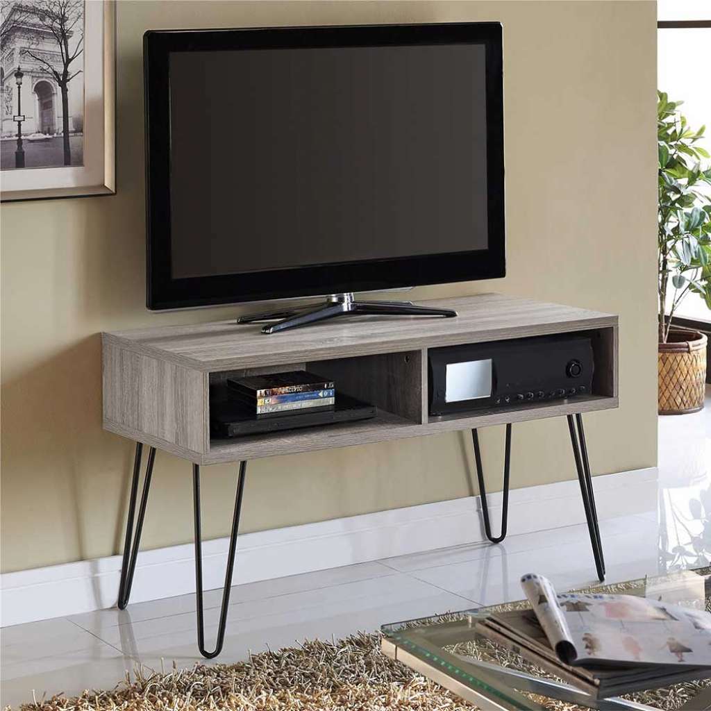 Fernseher Tisch in Eiche Grau Holzoptik Metall Hairpin Gestell