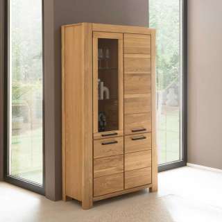 Wohnzimmer Vitrinenschrank Vitrine mit Glastür in Wildeichefarben