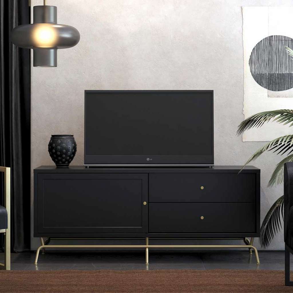 TV-Board mit Schiebetür zwei Schubladen