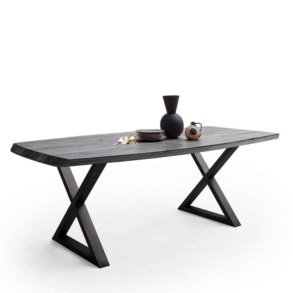 Holztisch in Akazie Grau X Gestell