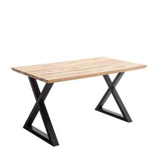 Esstisch Holztisch massiv im Industry und Loft Stil mit X Gestell