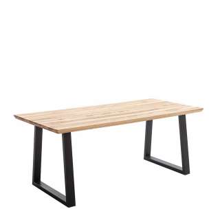 Esstisch Holztisch aus Metall und Zerreiche Massivholz