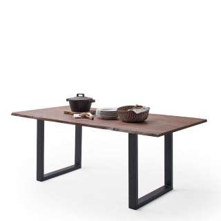 Holztisch Esstisch mit Baumkante mit Metallgestell