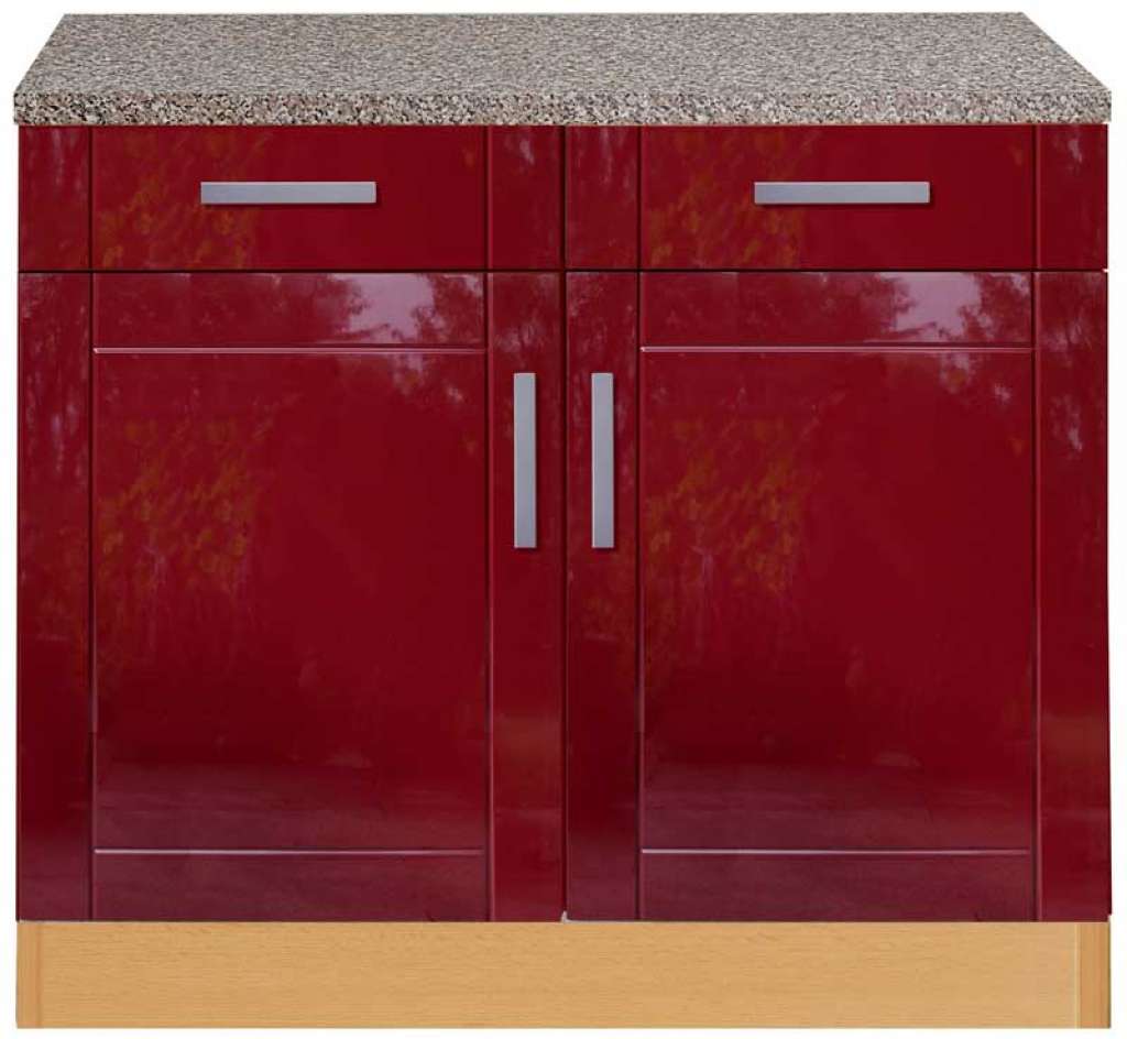 Unterschrank in Hochglanz Rot