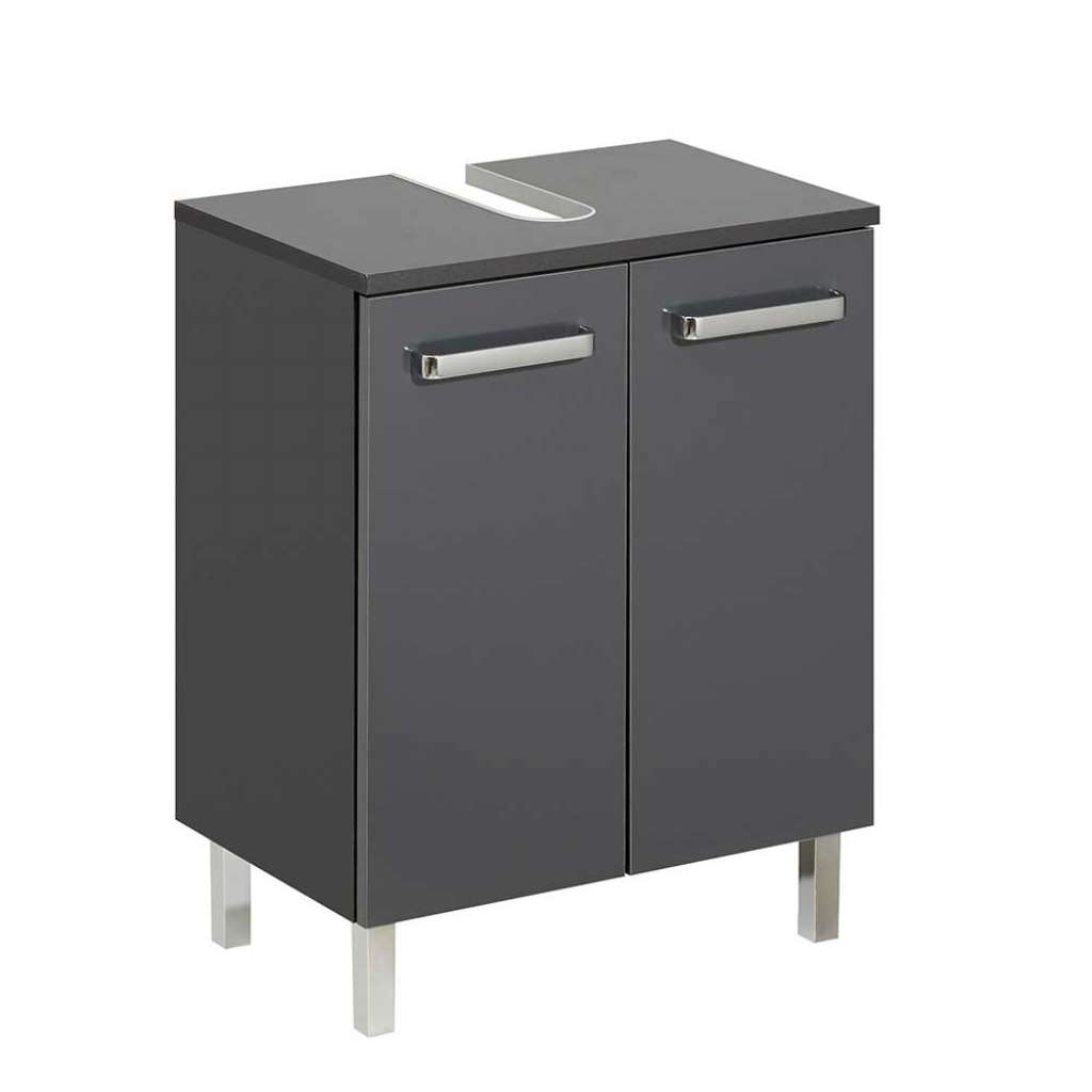 Waschbeckenunterschrank mit Drehtüren Metallgriffen