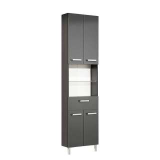 Hochschrank mit vier Glasböden Gestell mit zwei Füßen