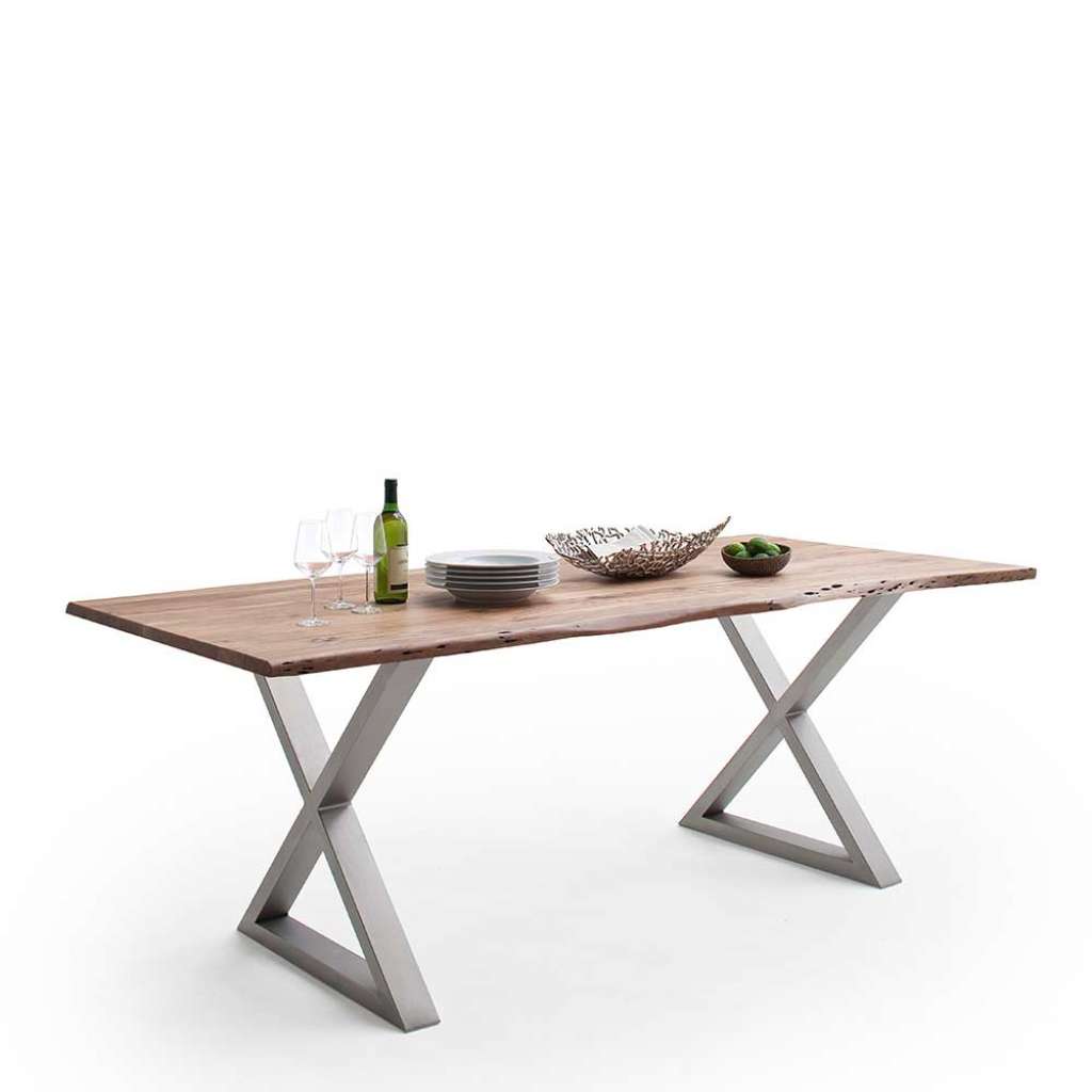 Esstisch Holztisch in modernem Design mit X Gestell