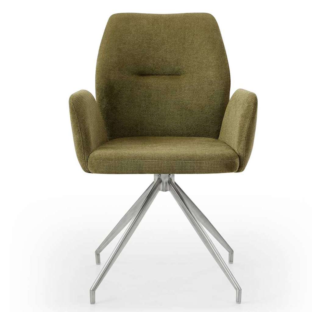 Esszimmerstuhl Drehstuhl in Oliv Grün mit Armlehnen