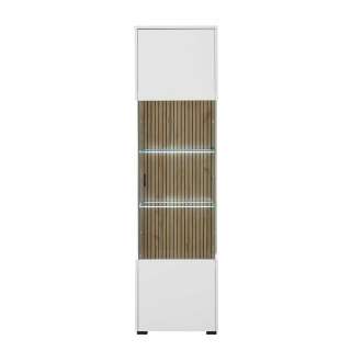 Schrank Vitrine in Weiß Wildeichefarben