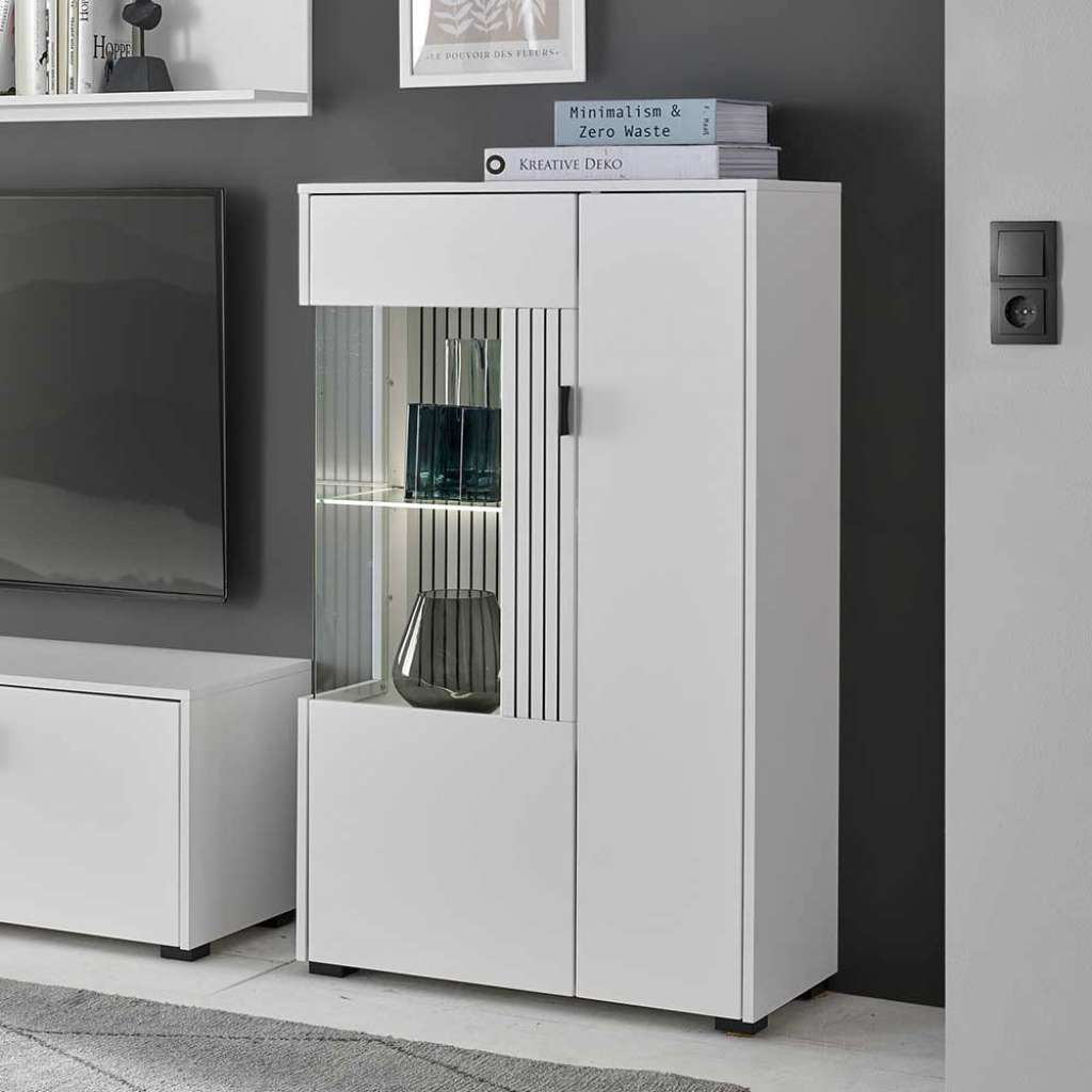 Wohnzimmervitrinenschrank in modernem Design 125 cm hoch