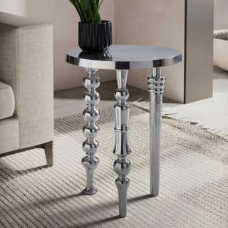 Beistelltisch Designertisch in Alufarben in runder Form