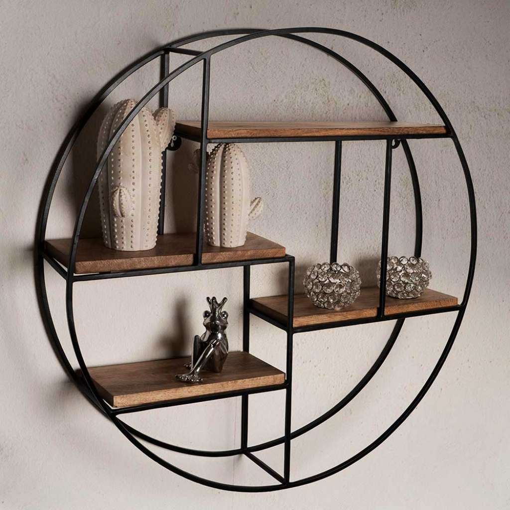 Wandregal Wandhängeregal in runder Form im Industry und Loft Stil