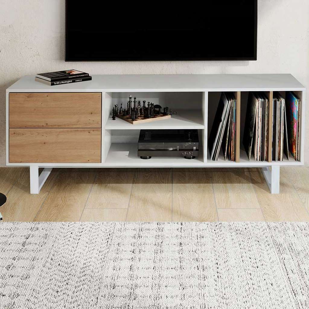 TV Lowboard Fernsehtisch mit Schubladen in Holzoptik foliert