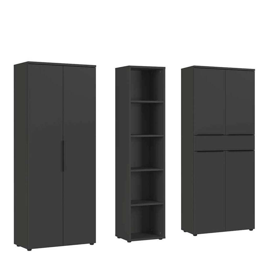 Büroschränke Aktenschrank Set in Dunkelgrau melaminbeschichtet (dreiteilig)