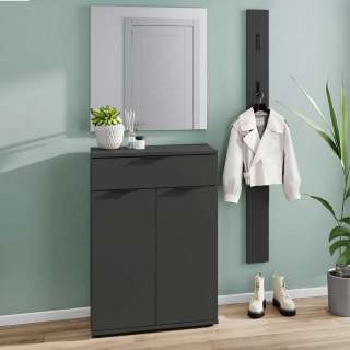 Garderobenset Flurgarderobe in Dunkelgrau melaminbeschichtet (dreiteilig)