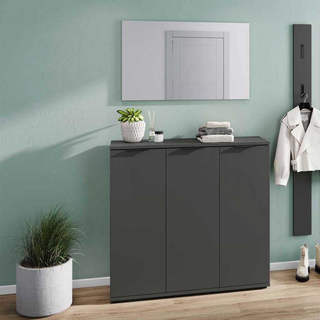 Garderobenset Flurmöbelset dreiteilig in Dunkelgrau (dreiteilig)