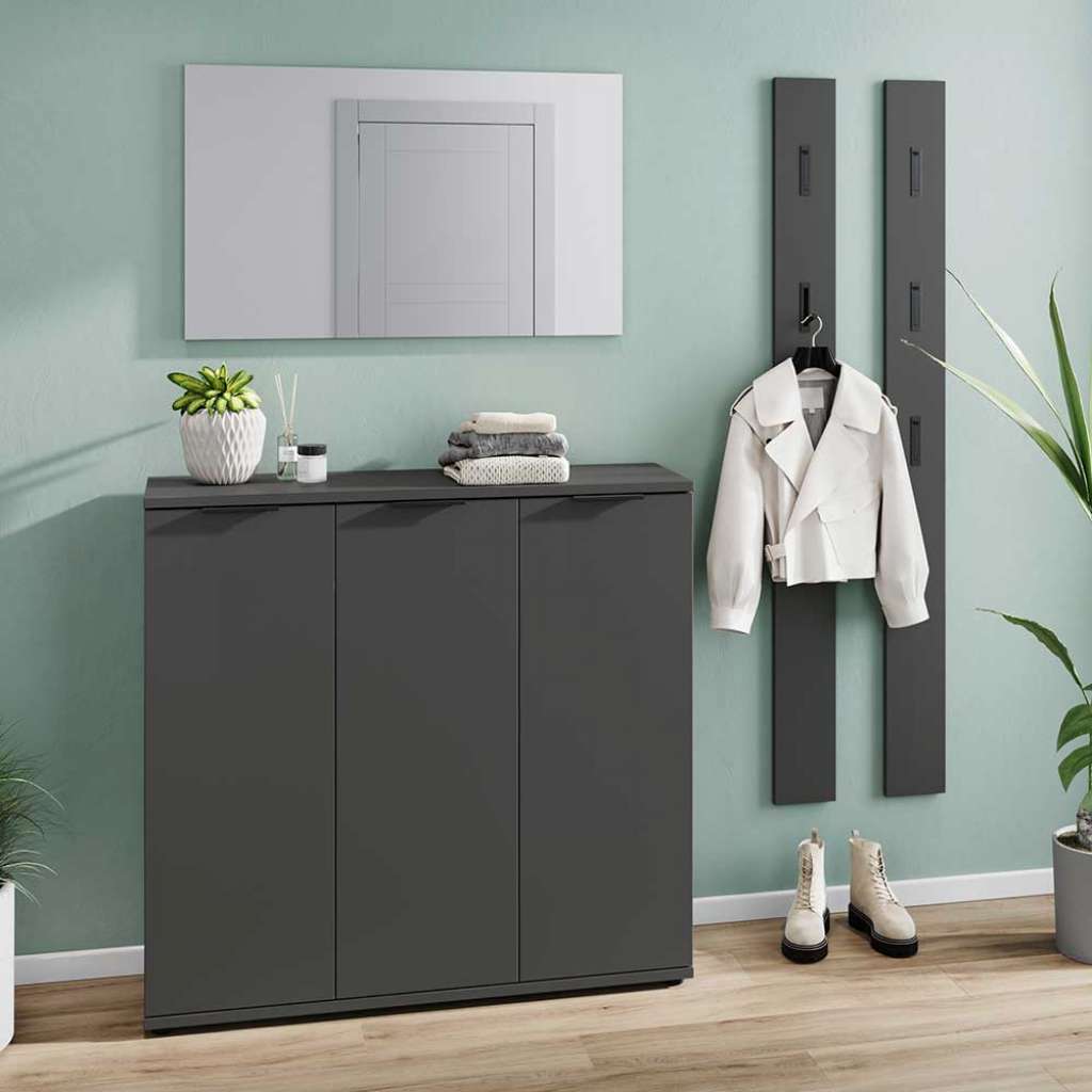 Flurmöbel Dielenmöbel in Dunkelgrau mit Metallgriffen (vierteilig)