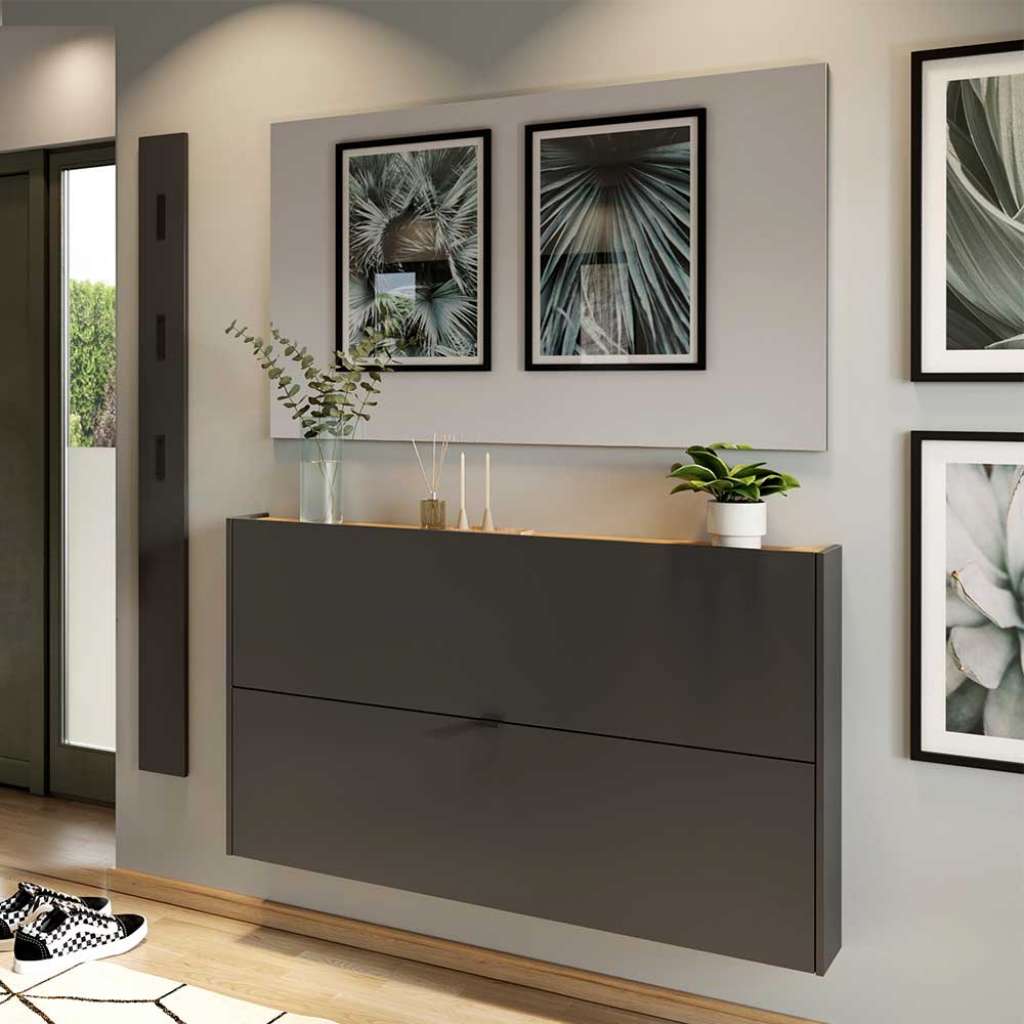 Flur Set Dielenmöbel Set für die Wandmontage mit Metallgriff (zweiteilig)