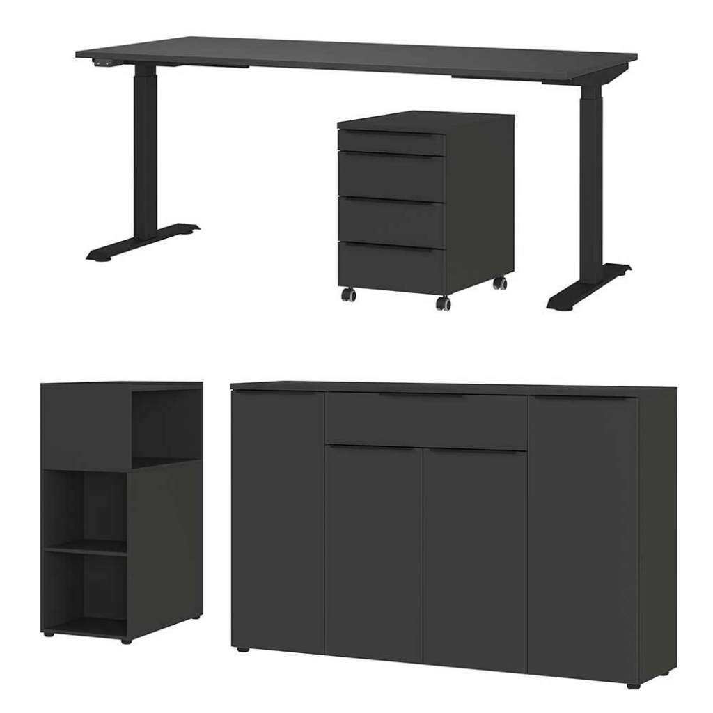 Schreibtisch Set Büro Set in modernem Design melaminbeschichtet (vierteilig)