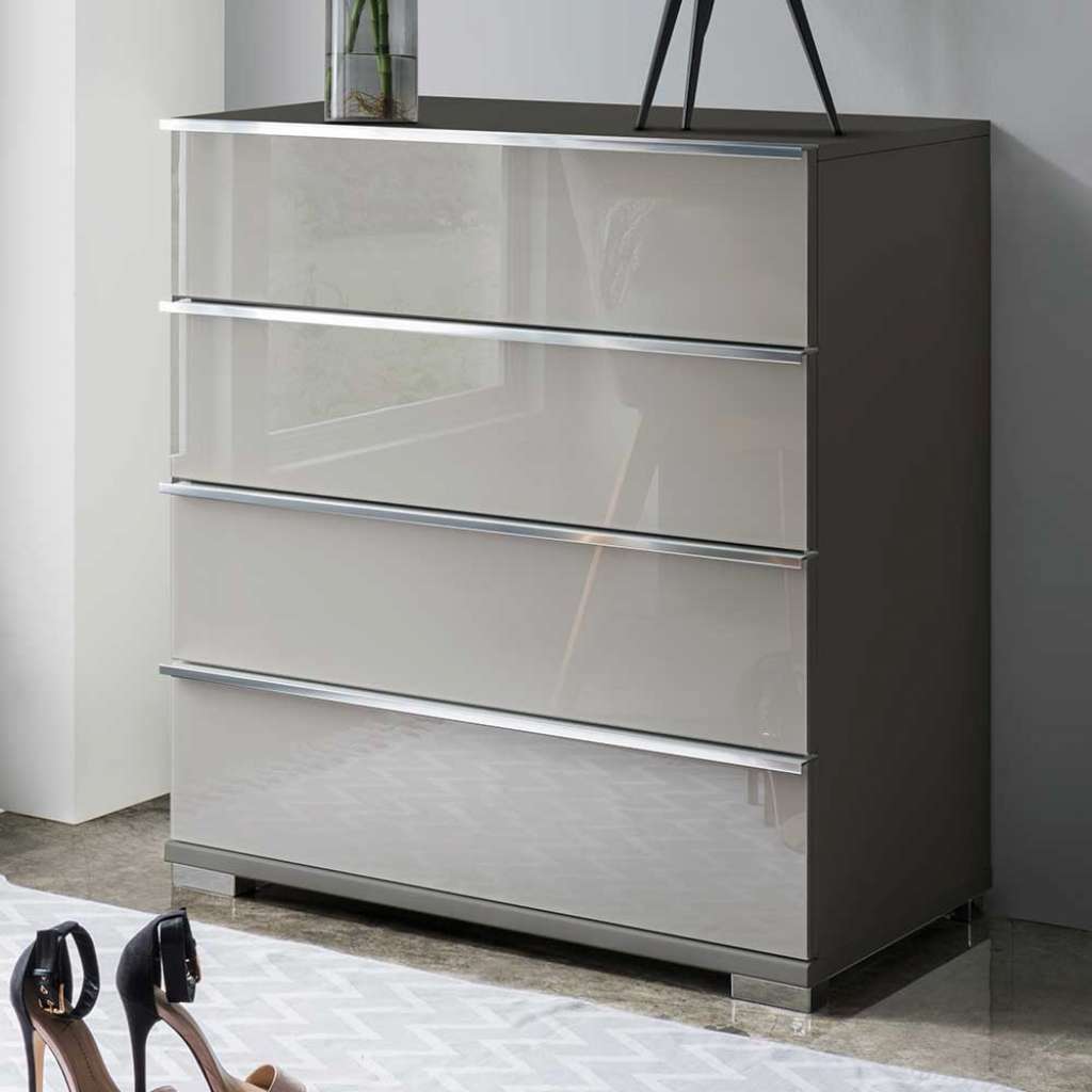 Schlafzimmerkommode Kommode mit vier Schubladen in Grau und Braun