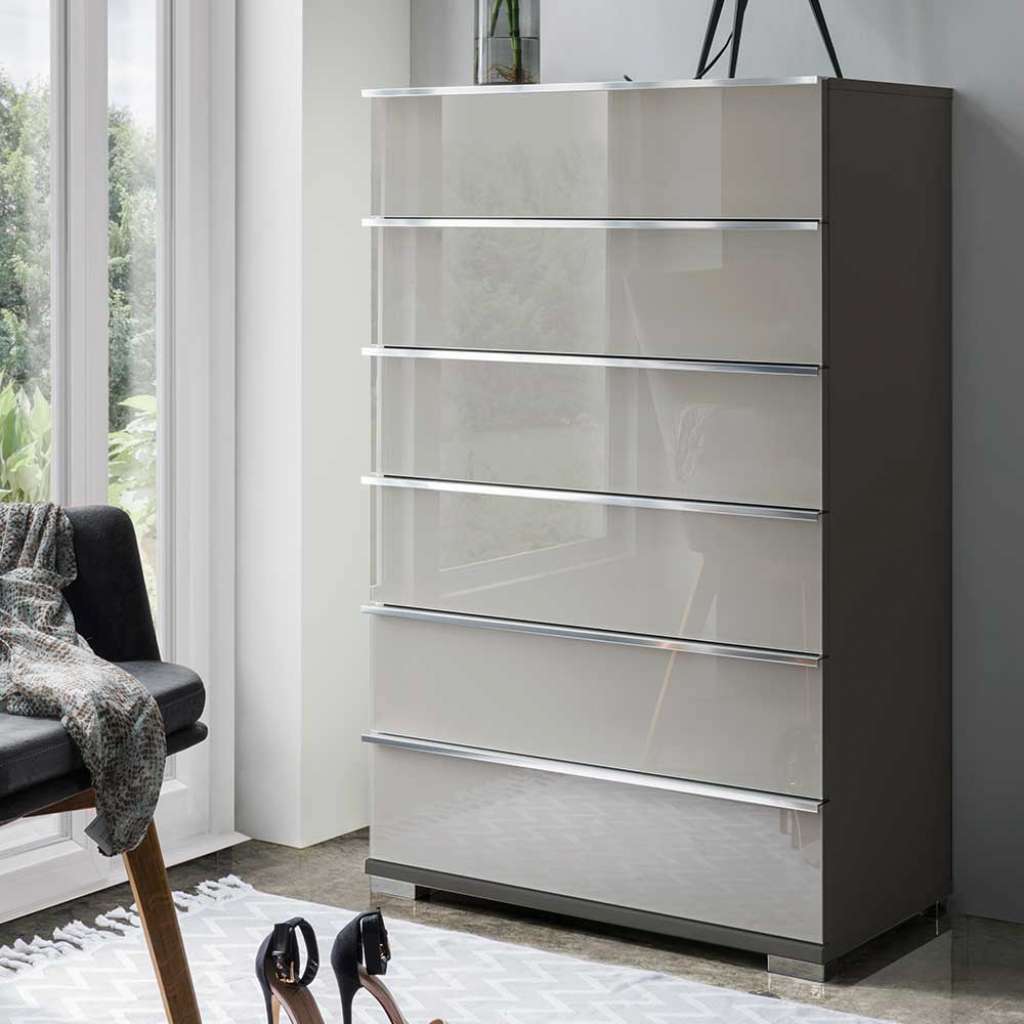 Schubladenkommode Kommode mit sechs Schubladen - Front glasbeschichtet