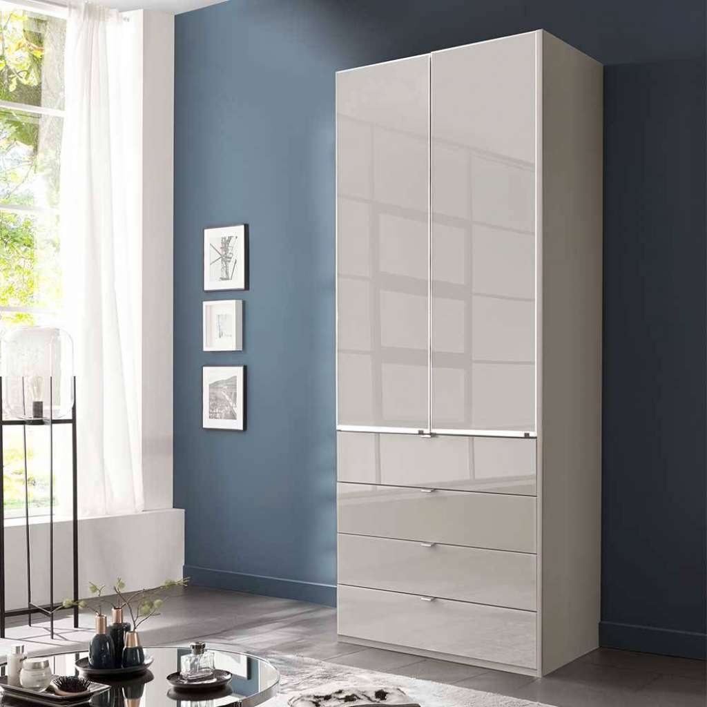 Kleiderschrank Schlafzimmerschrank mit vier Schubladen in Hellgrau