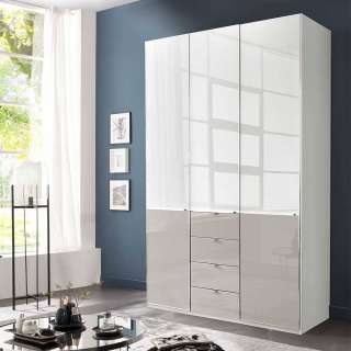 Moderner Kleiderschrank Schlafzimmerschrank in Weiß und Hellgrau