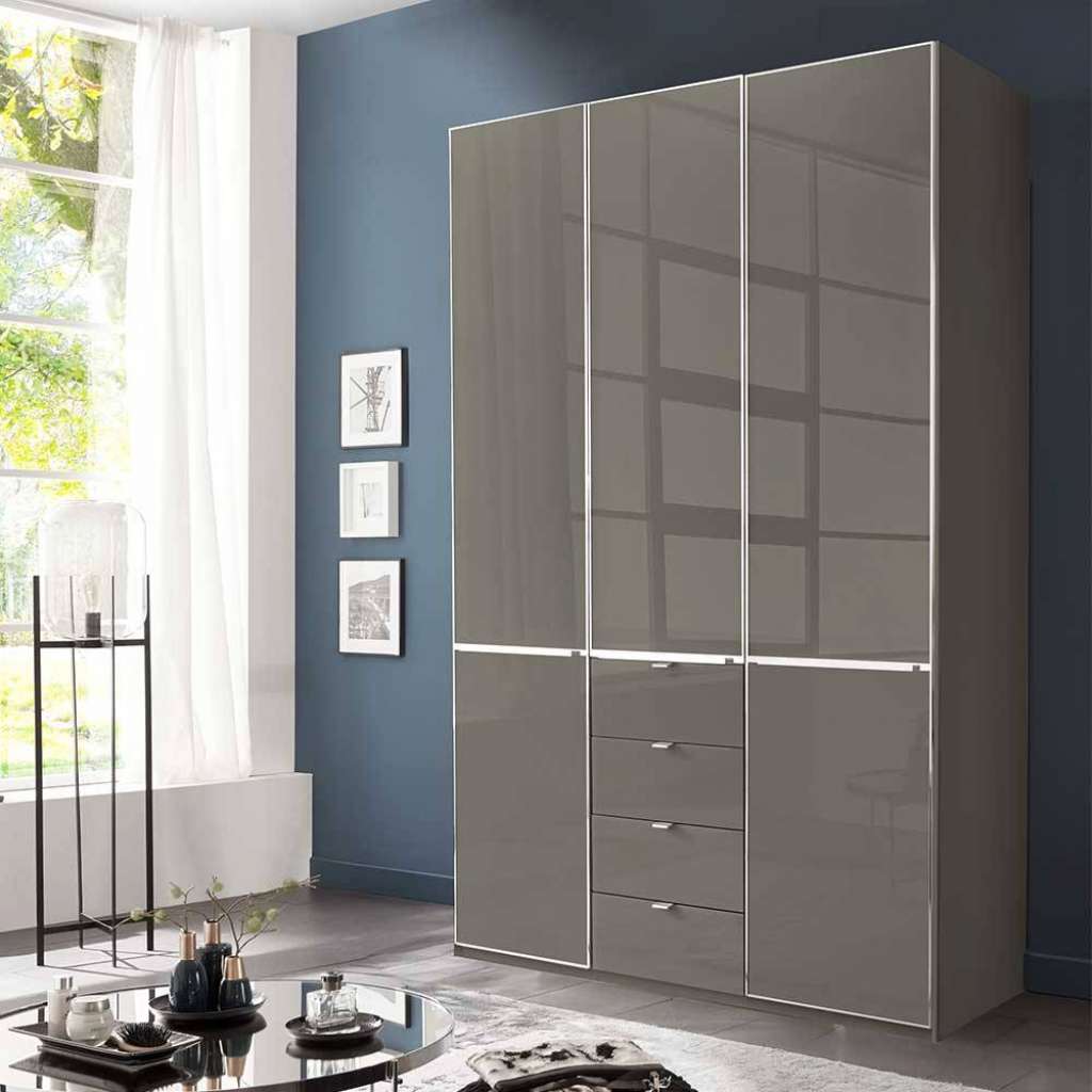 Kleiderschrank modern Schlafzimmerschrank mit vier Schubladen in Braun