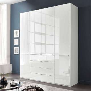Kleiderschrank weiß Schlafzimmerschrank mit Drehtüren 216 cm hoch