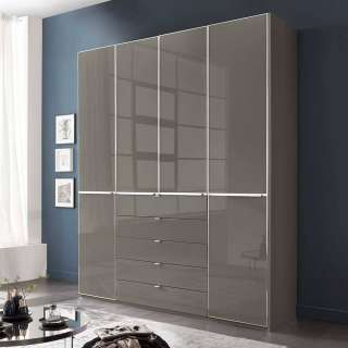 Drehtürschrank Schlafzimmerschrank mit fünf Schubladen und Metallgriffen