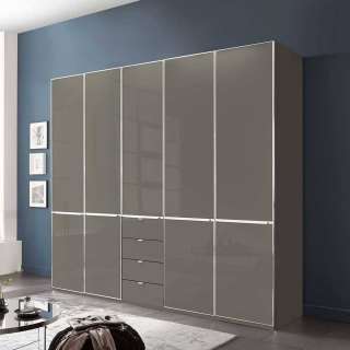 Kleiderschrank Schlafzimmerschrank mit vier Schubladen Front glasbeschichtet